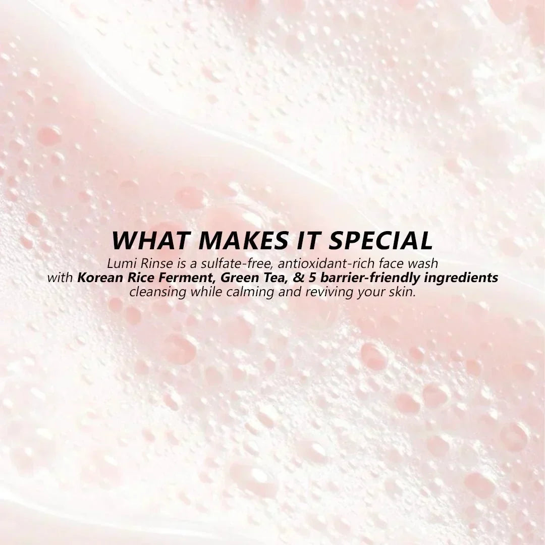 Lumi Rinse Face Wash – Soothing Cleanser with Rice Ferment & Centella Asiatica
