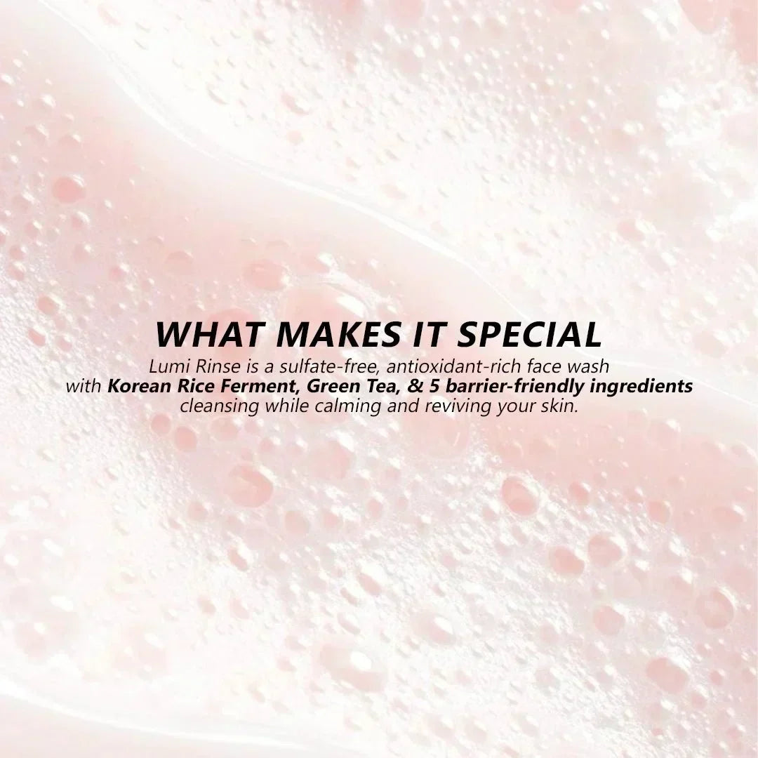 Lumi Rinse Face Wash – Soothing Cleanser with Rice Ferment & Centella Asiatica