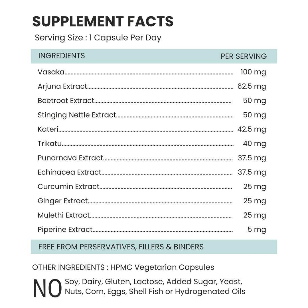 Foresta Organics Lung Detox with Vasaka, Mulethi, Arjuna & Stinging Nettle - 60 Capsules