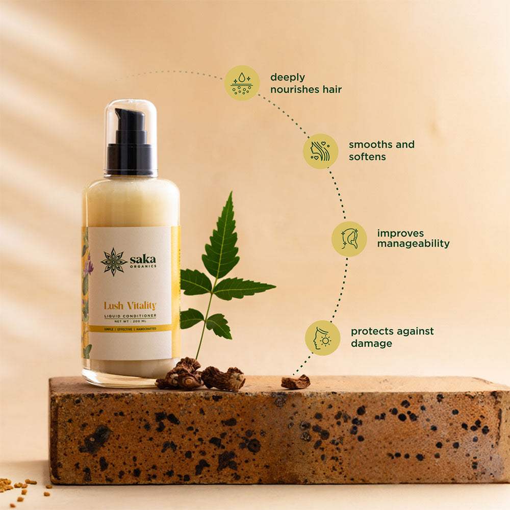 Saka Organics - Lush Vitality | Handmade Liquid Conditioner with Frizz-Free Formula | Natural Hair Care for Normal Hair (200ml)