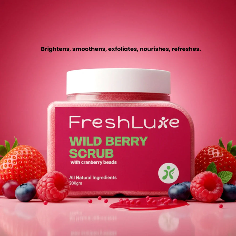 Wild Berries Face & Body Scrub | Vitamin E for Tan, Dead Skin Removal & Exfoliation | 200gm