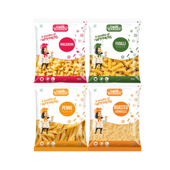 CookGarden 100% Semolina Pasta Combo, Penne, Fusilli, Macaroni and Roasted Vermicelli (Pack of 4)