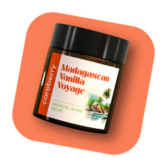 Careberry 's Madagascan Vanilla Voyage-Infused with Pure Vanilla & Sandalwood Essential Oils | Amber Glass Jar with Black Cap 100g