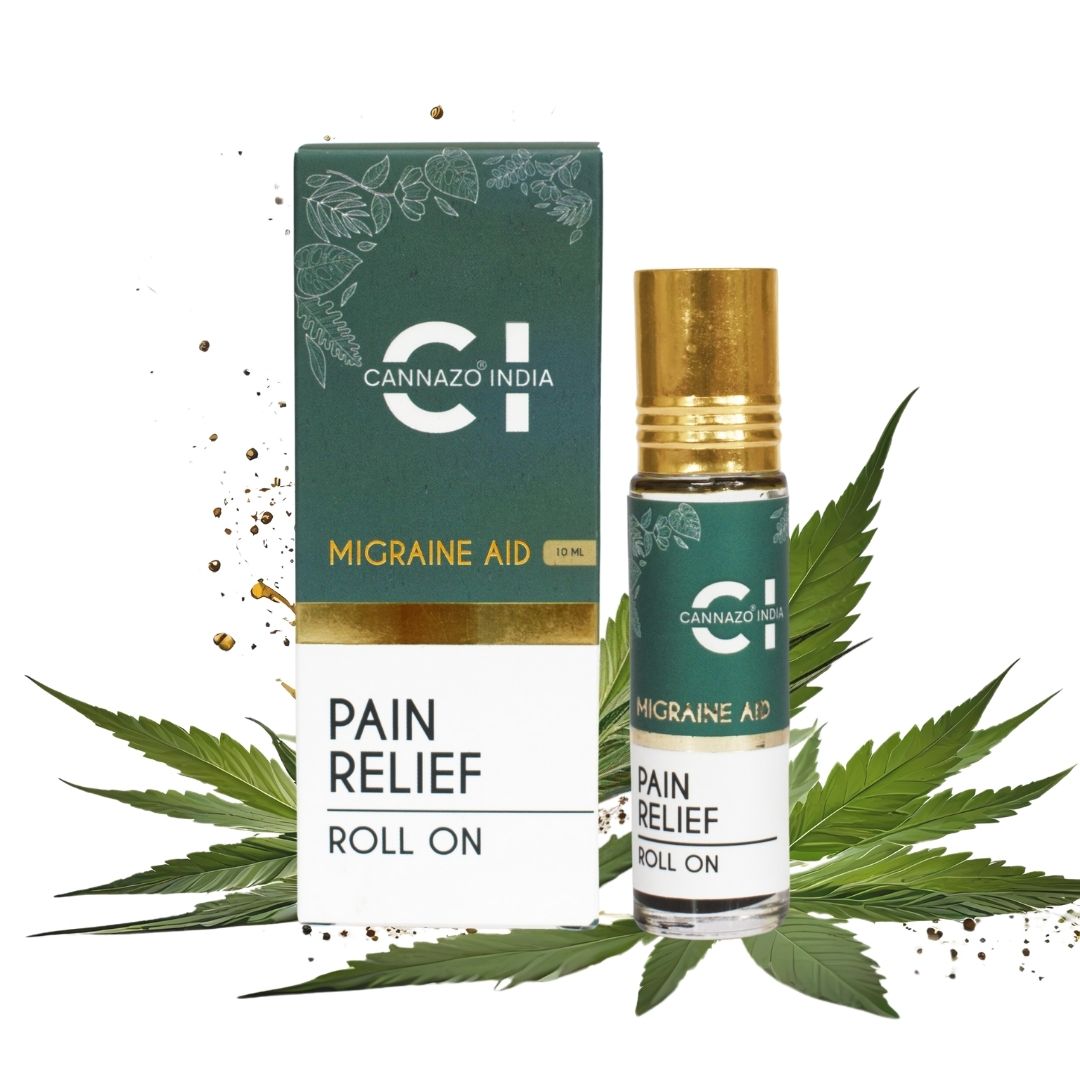 CannazoIndia® Migraine Aid | 10ml - 720mg | Best Ayurvedic Pain Relief Roll-on, For Severely Painful Headaches | Anti-Inflammatory & Analgesic | 100% Natural