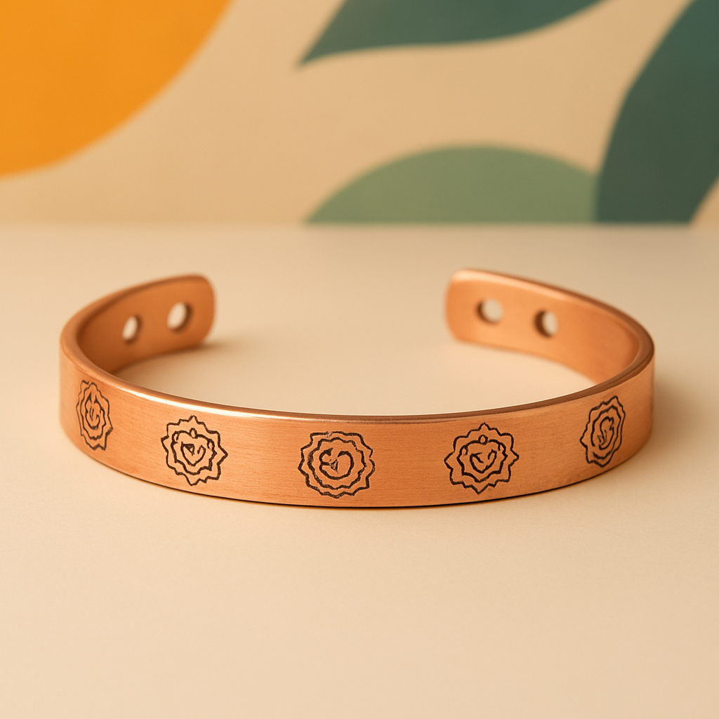 Bamboology Trends Pure Copper Healing Kada – Unisex Magnetic Cuff with 7 Chakra Engraving