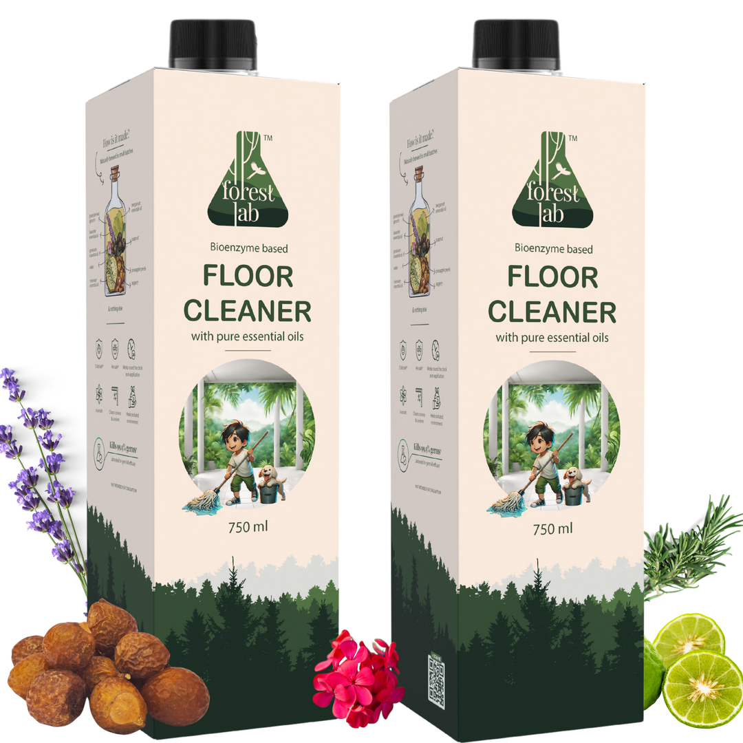 Forest Lab Natural Floor Cleaner | Organic & Herbal Floor Cleaner, Powered by Enzymes & Soapnut | Kills 99.9% germs | Baby & Pet Safe | Marble, Tiles, Wood & Granite Floor Cleaner