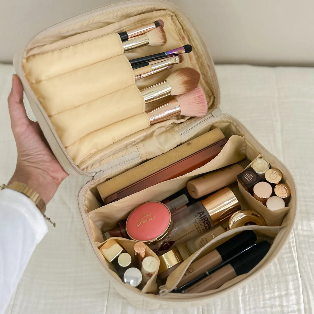 Akiiko Wheat Crinkle Makeup Vanity Pouch