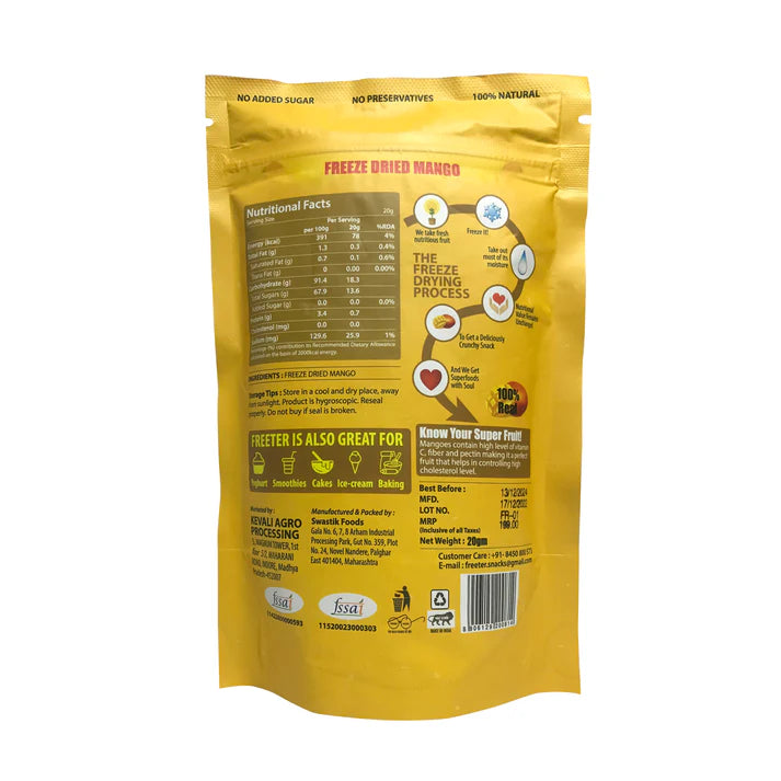 Freeter Munchy Mango |100% Natural Freeze Dried| No Added Sugar| No Preservatives|