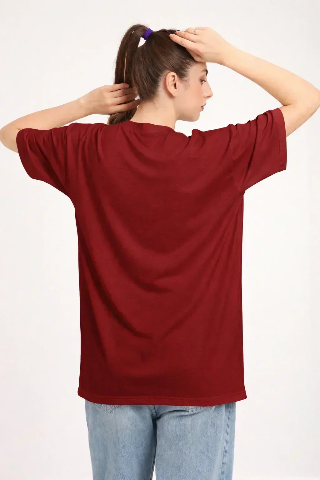 Women Oversized Bamboo Plain T-Shirt – Soft, Breathable & Sustainable | Maroon