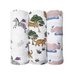 Organic Muslin Swaddles (Set of 3) – Safari
