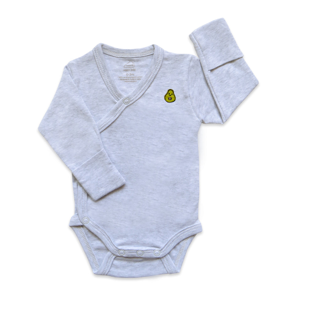 Long Sleeve Kimono Bodysuit - grey heather