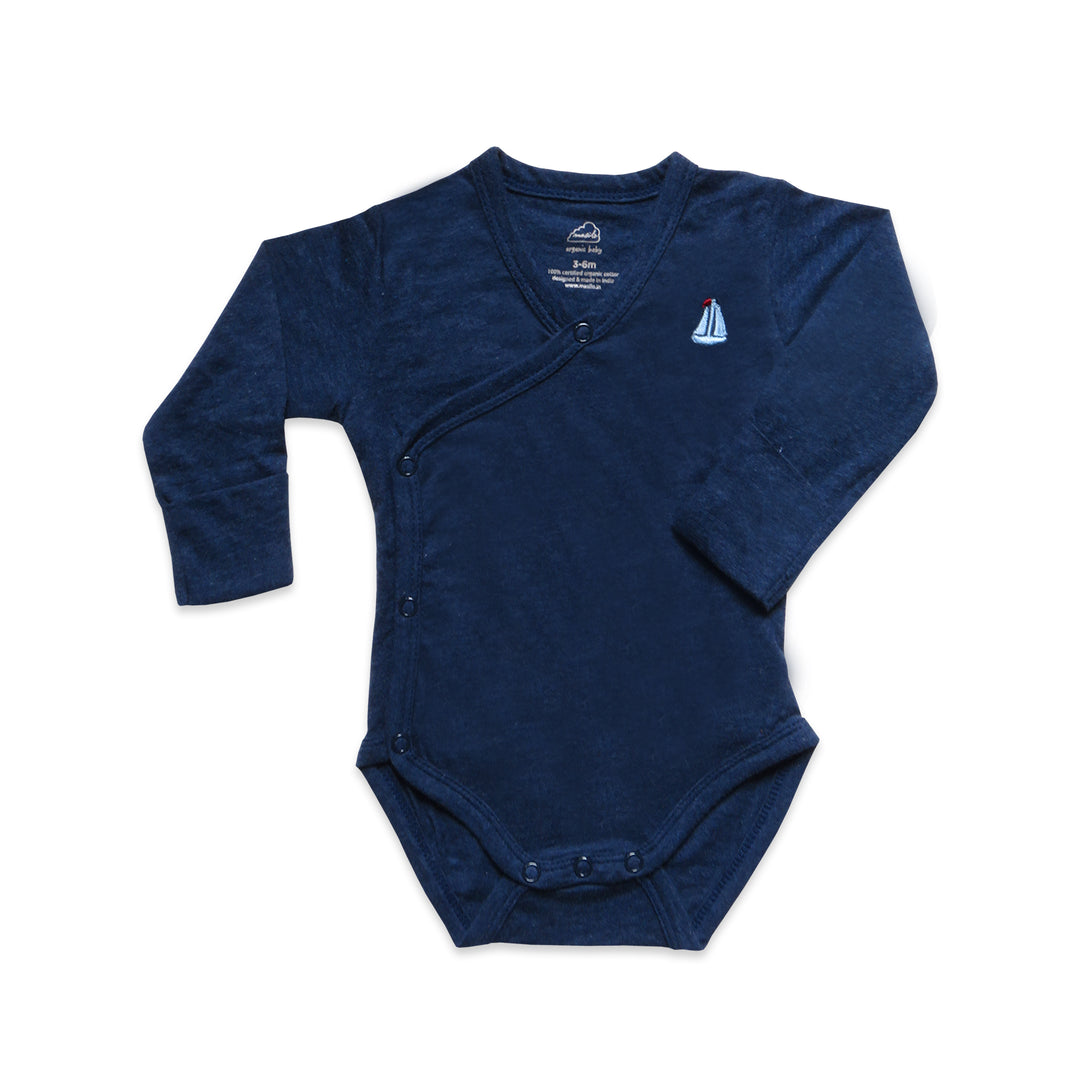 Long Sleeve Kimono Bodysuit - grey heather