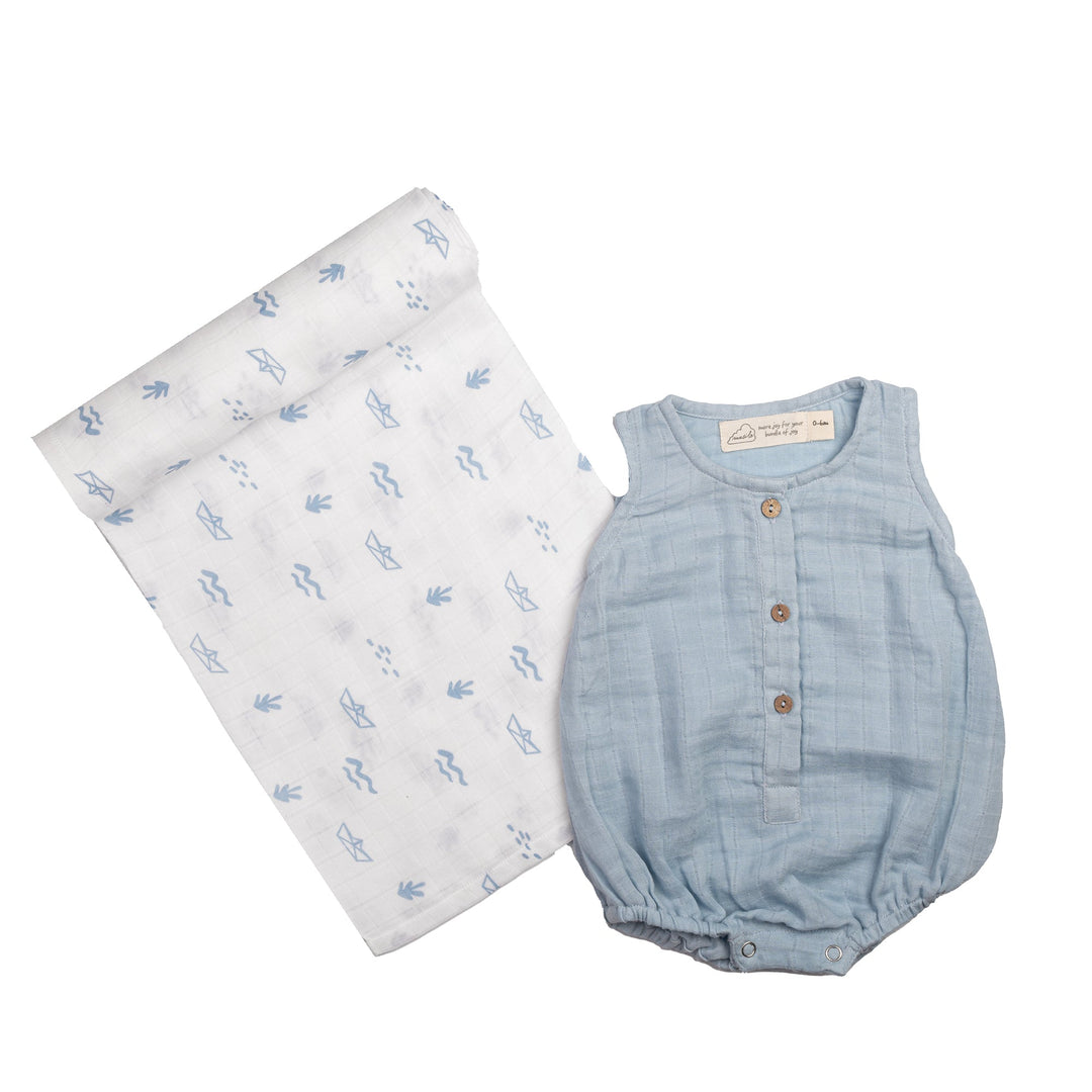 Organic Cotton Muslin Classic Snuggle Set (Romper and Swaddle)