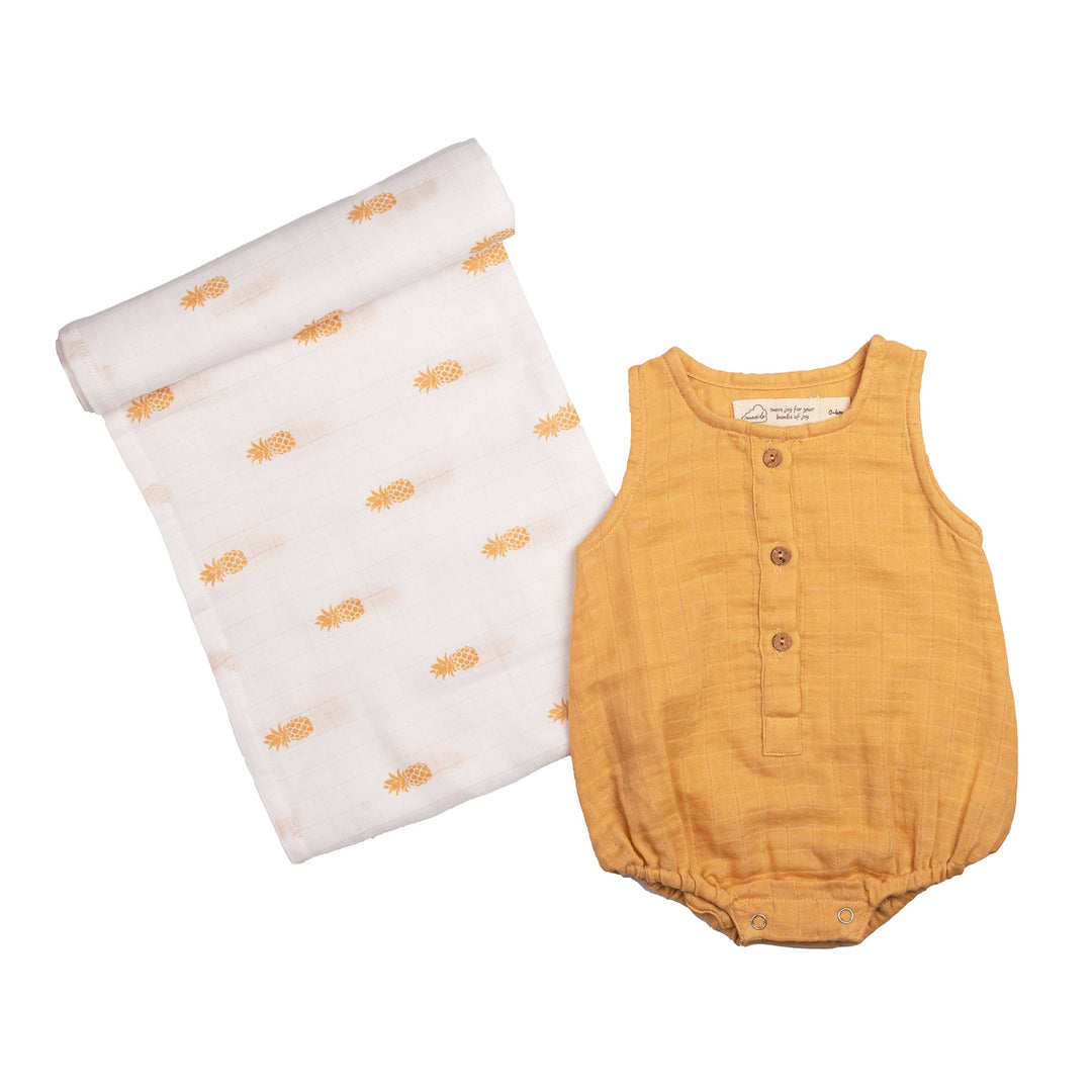 Organic Cotton Muslin Classic Snuggle Set (Romper and Swaddle)