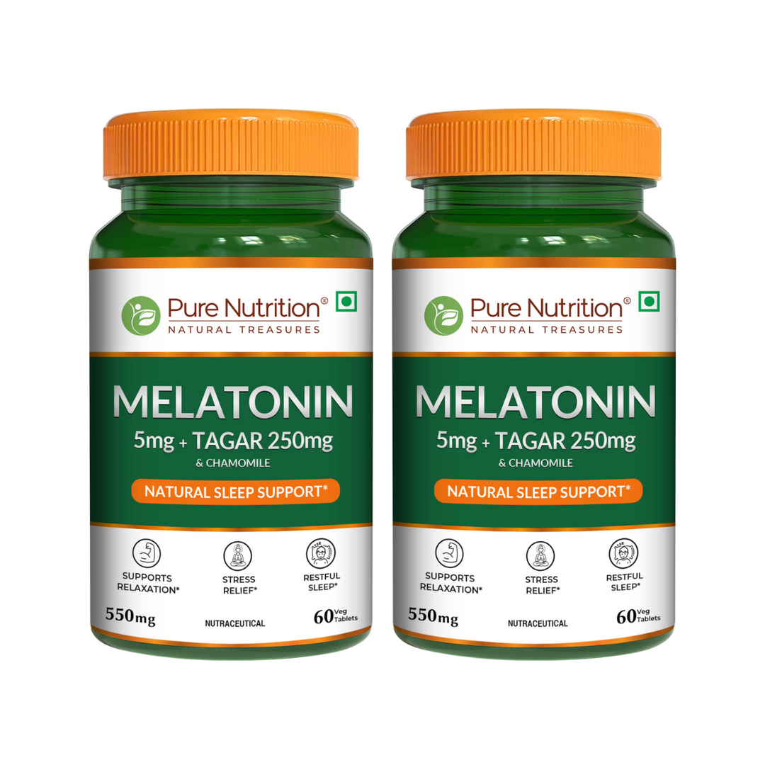 Melatonin with Tagar, Chamomile & L-Theanine  Natural Sleep Support Tablets
