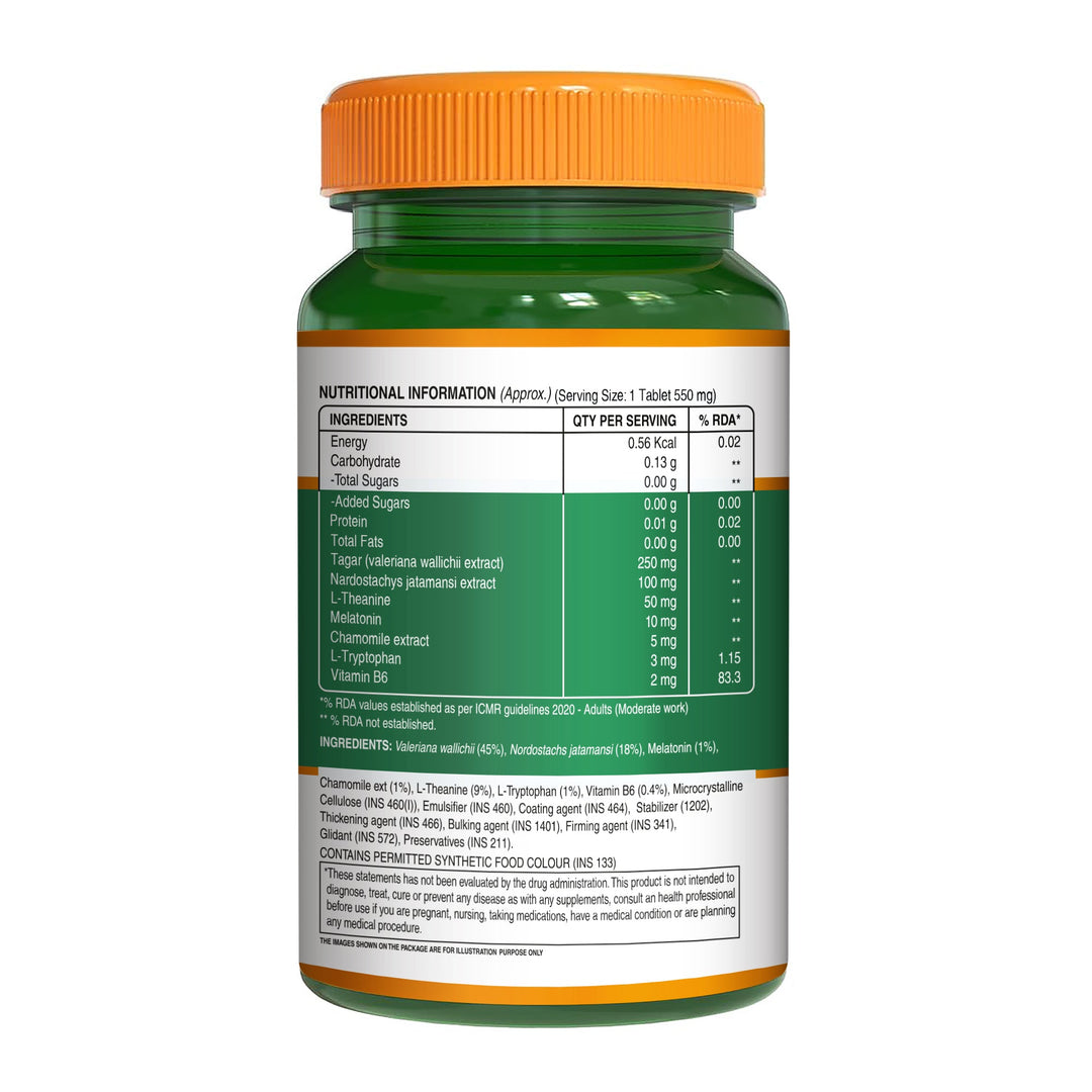 Melatonin with Tagar, Chamomile & L-Theanine  Natural Sleep Support Tablets