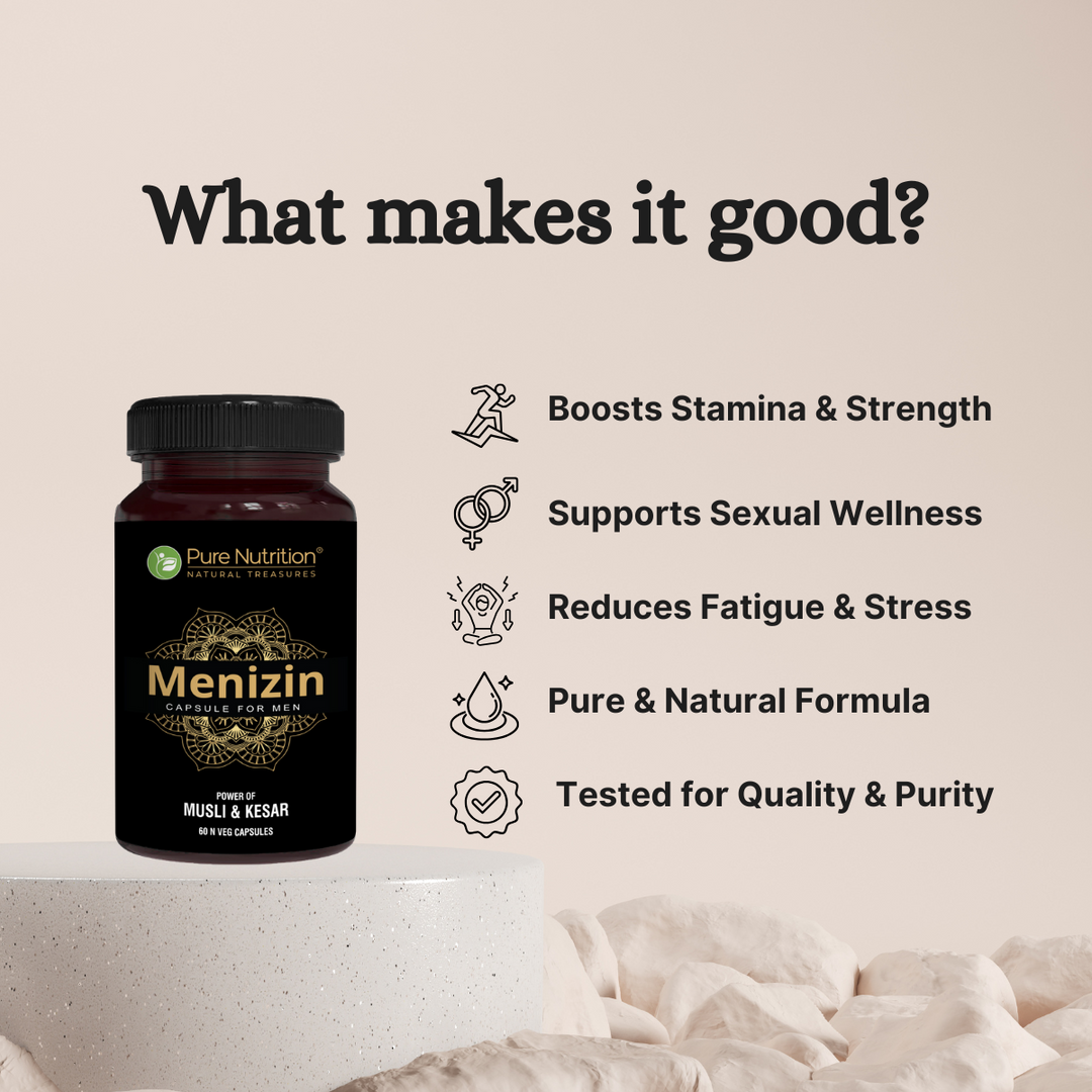 Menizin - 60 Vegetarian Capsules | Premium Daily Vitality and Wellness Supplement for Men