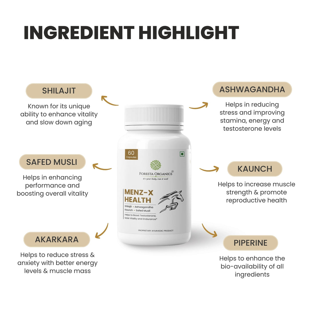Buy Foresta Organics Menz-X Health with Shilajit, Ashwagandha