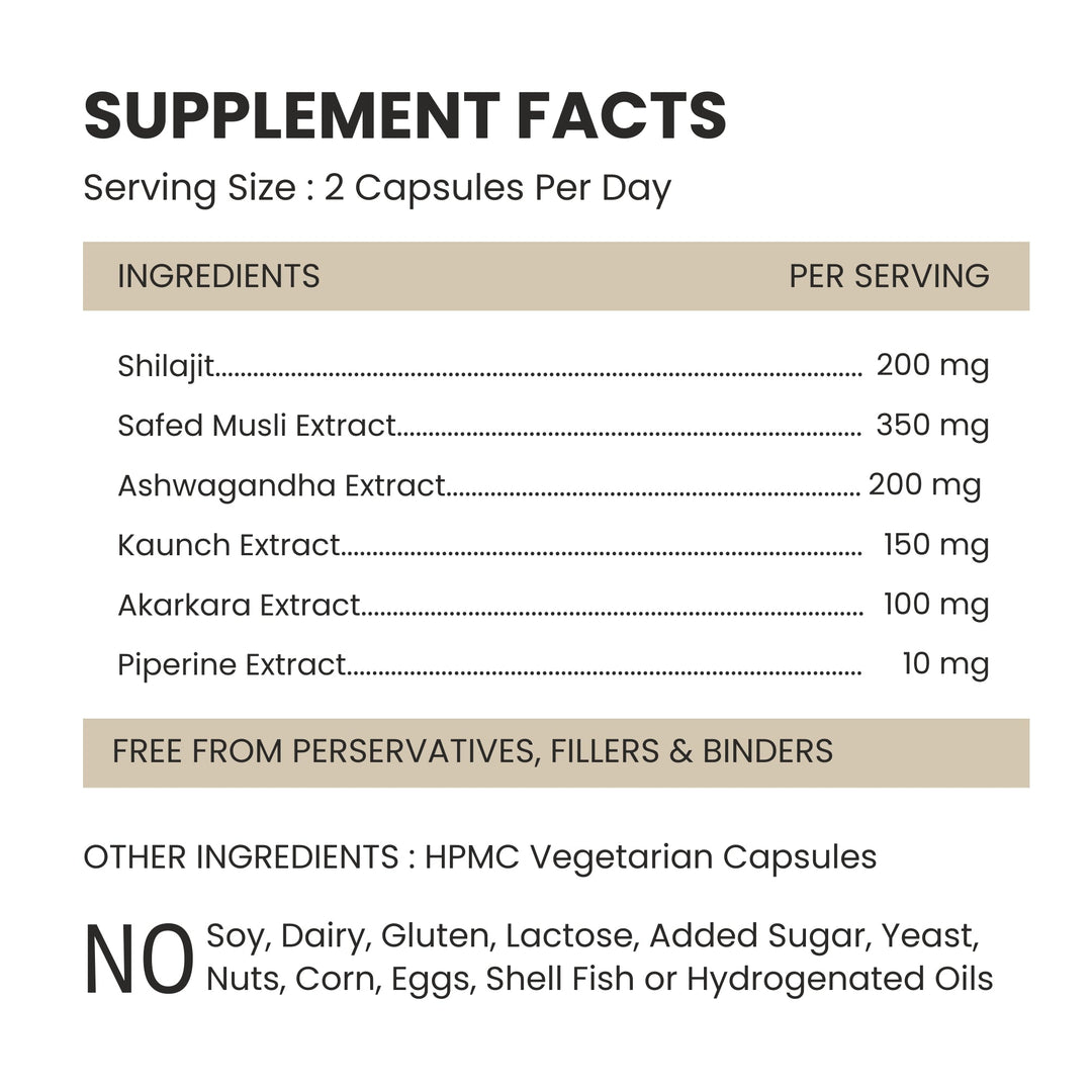 Foresta Organics Menz-X Health with Shilajit, Ashwagandha, Kaunch & Safed Musli - 60 Capsules