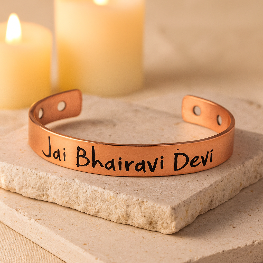 Bamboology Trends Jai Bhairavi Devi Pure Copper Healing Kada – Unisex Magnetic Energy Bracelet