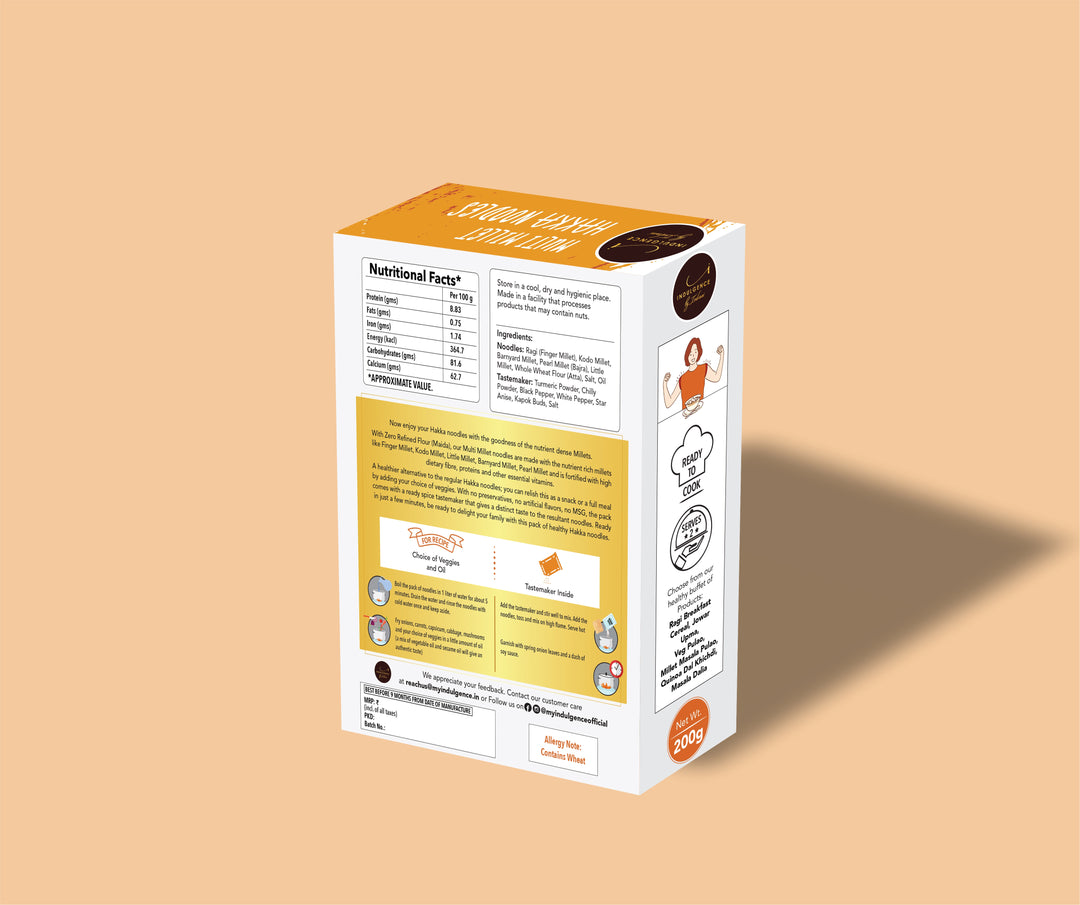 INDULGENCE No Maida Multimillet Hakka Noodles 400 Gms (Pack of 2)