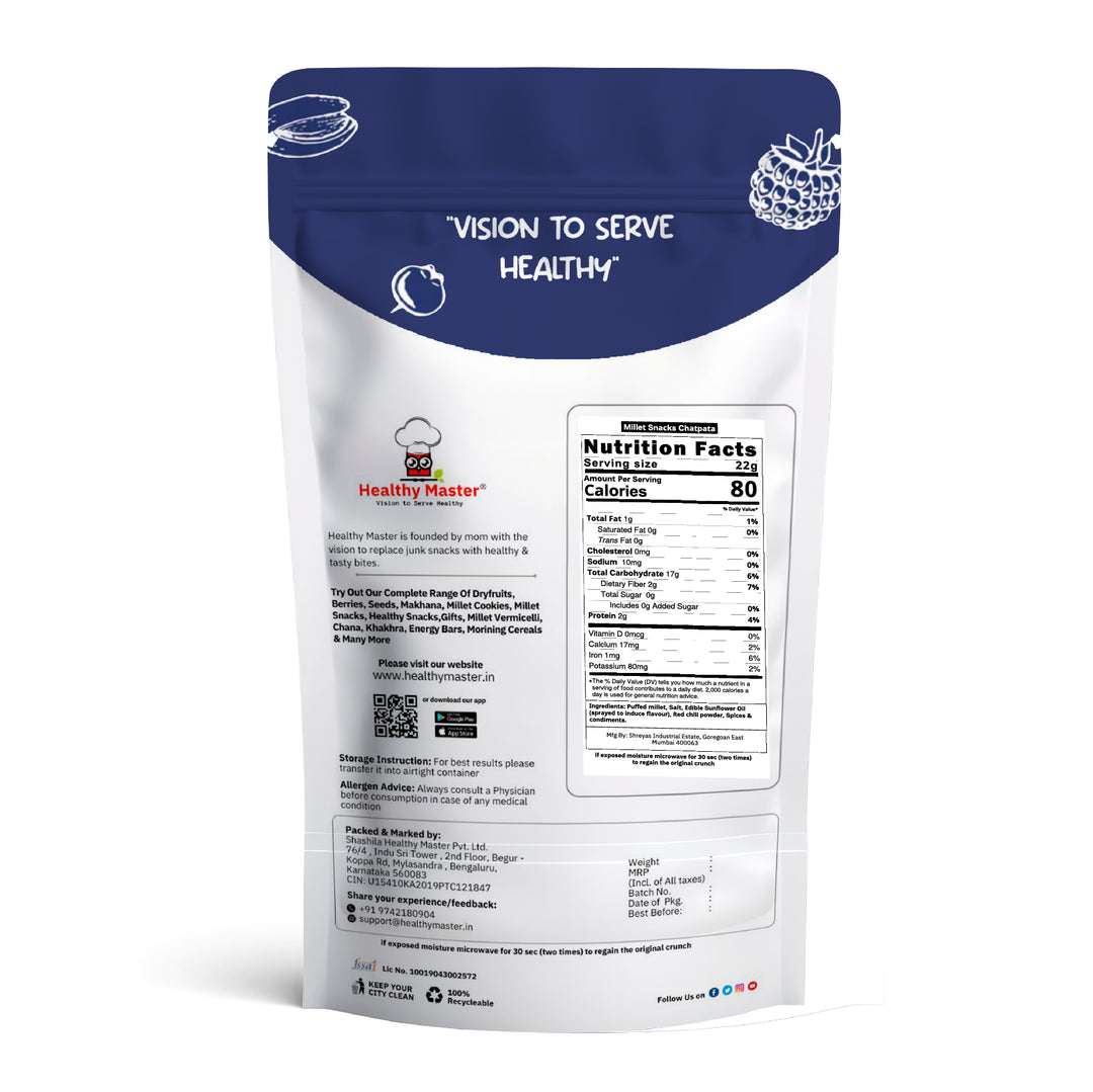 Healthy Master Millet Snacks – Chatpata Flavor | Jowar Puff | Crunchy & Spicy Snack | Millet Puff