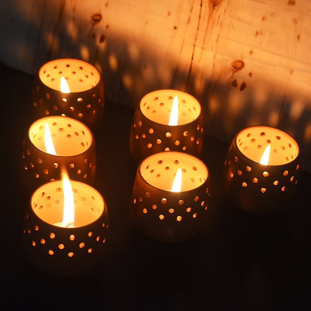 MINI  Tea Light Holders Set of 6 + 6 HD Candles FREE