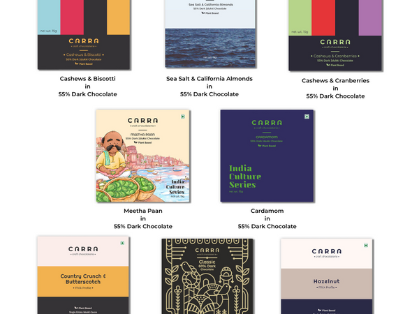 CARRA Miniature Chocolate Combo - 8 Bars x 2 each | 15g Each (Pack of 16)