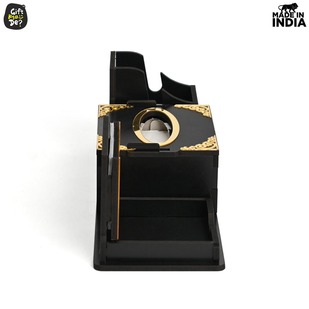 Gift Kya De Desk Organizer With Clock and Calendar 2025 | Calendar With Tissue Box Holder | Free Tissue Paper Refill Pack (Ecofriendly)
