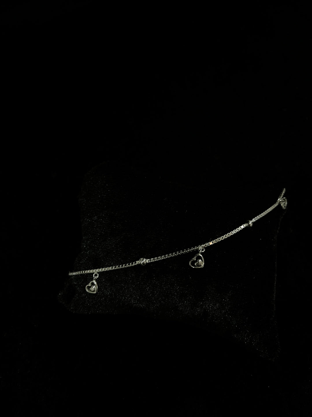 Minimal Sterling Silver Bracelet with Beads Heart Charms - Suspire