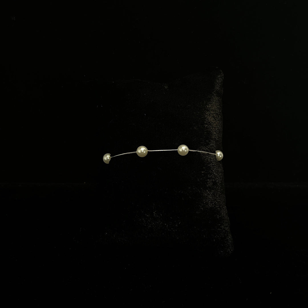 Minimal Sterling Silver Pearly Bracelet - Suspire