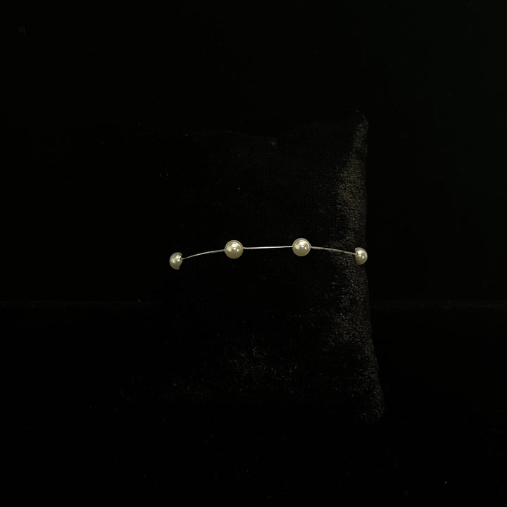 Minimal Sterling Silver Pearly Bracelet - Suspire