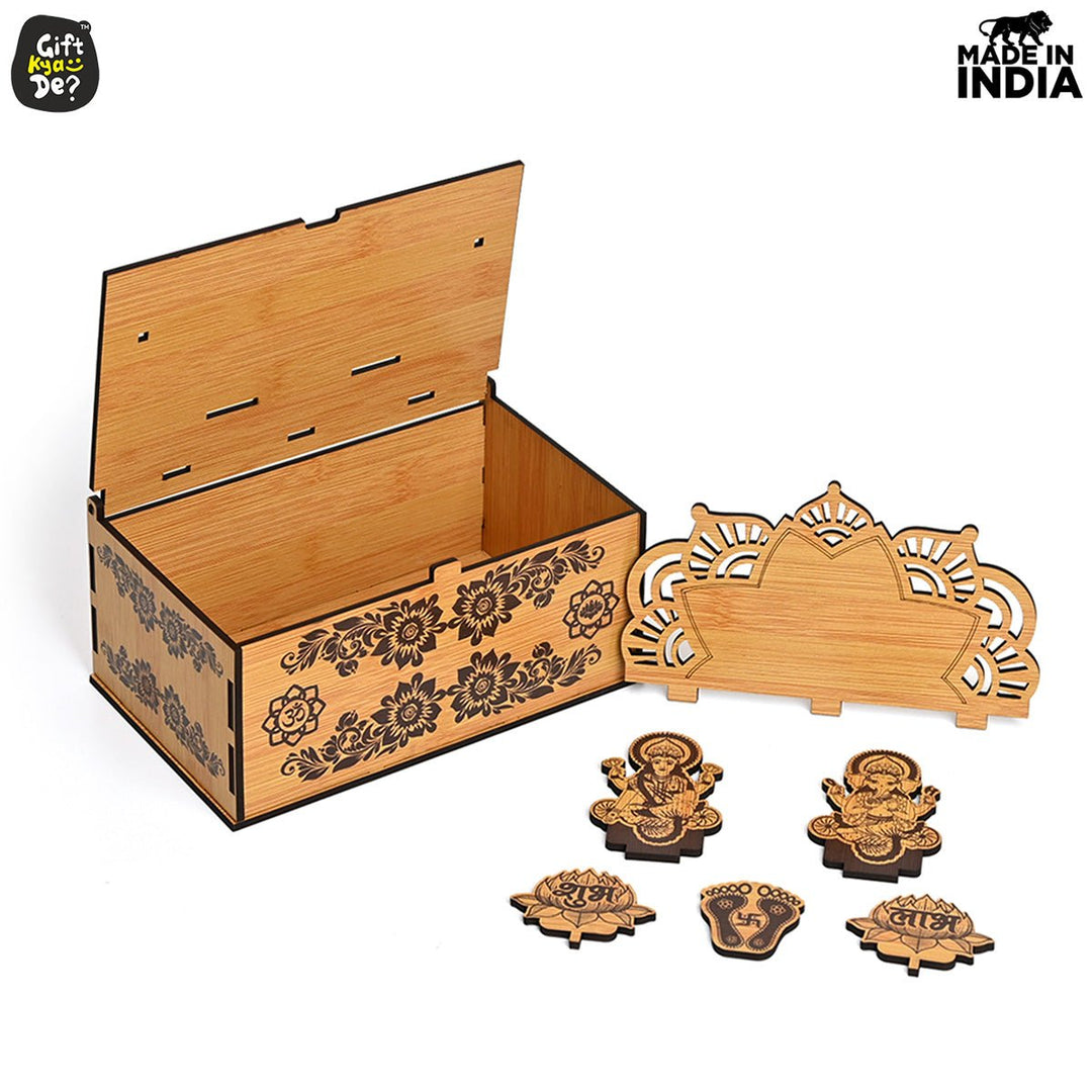 Gift Kya De Portable Wooden Mini Mandir | Festival Gifts | House Warming Gift | Diwali Gifts