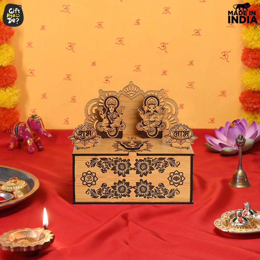 Gift Kya De Portable Wooden Mini Mandir | Festival Gifts | House Warming Gift | Diwali Gifts
