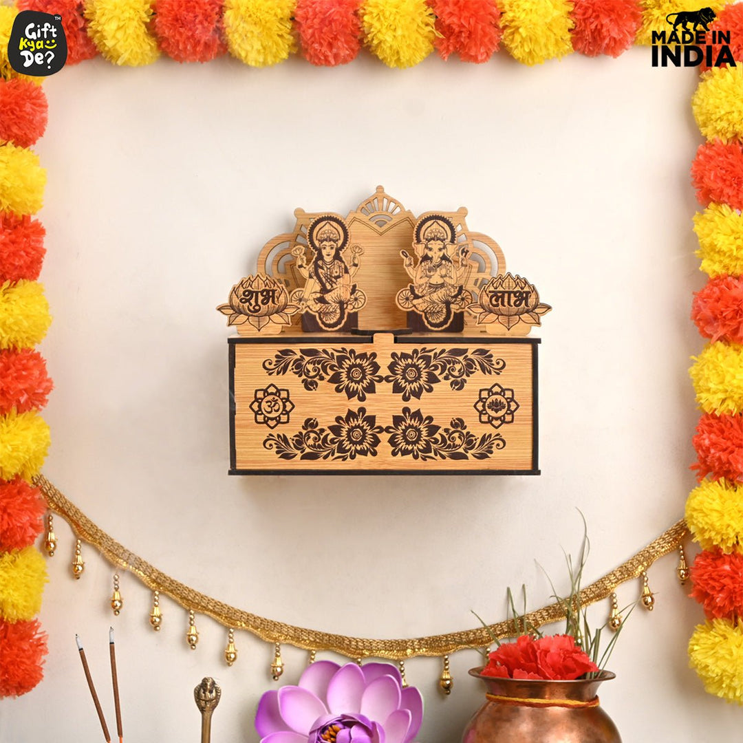 Gift Kya De Portable Wooden Mini Mandir | Festival Gifts | House Warming Gift | Diwali Gifts
