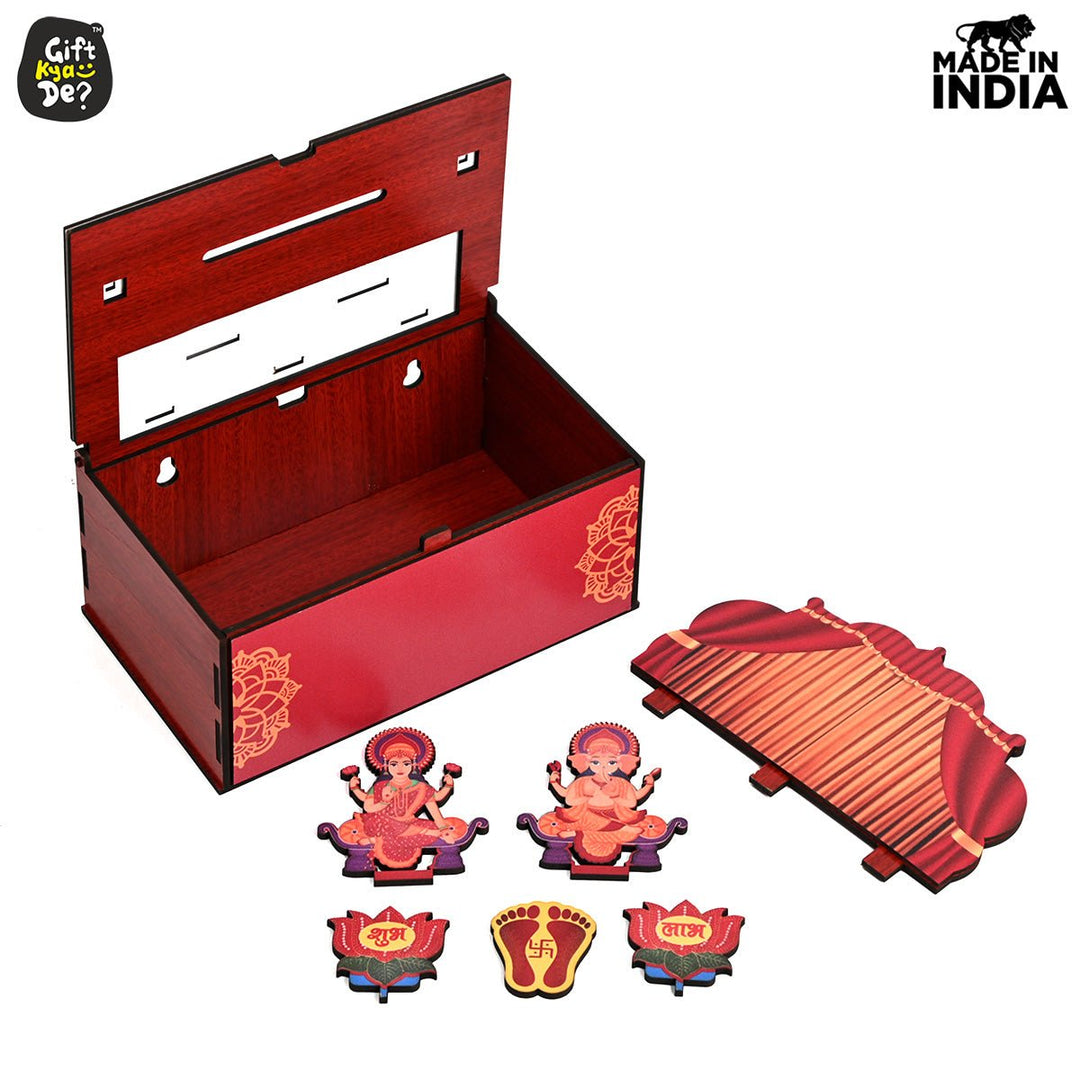 Gift Kya De Portable Wooden Mini Mandir | Festival Gifts | House Warming Gift | Diwali Gifts