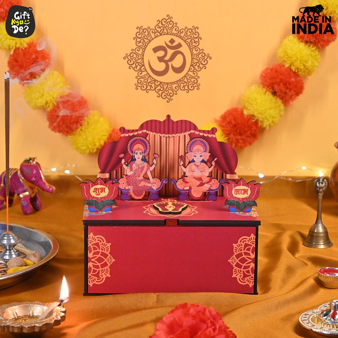 Gift Kya De Portable Wooden Mini Mandir | Festival Gifts | House Warming Gift | Diwali Gifts