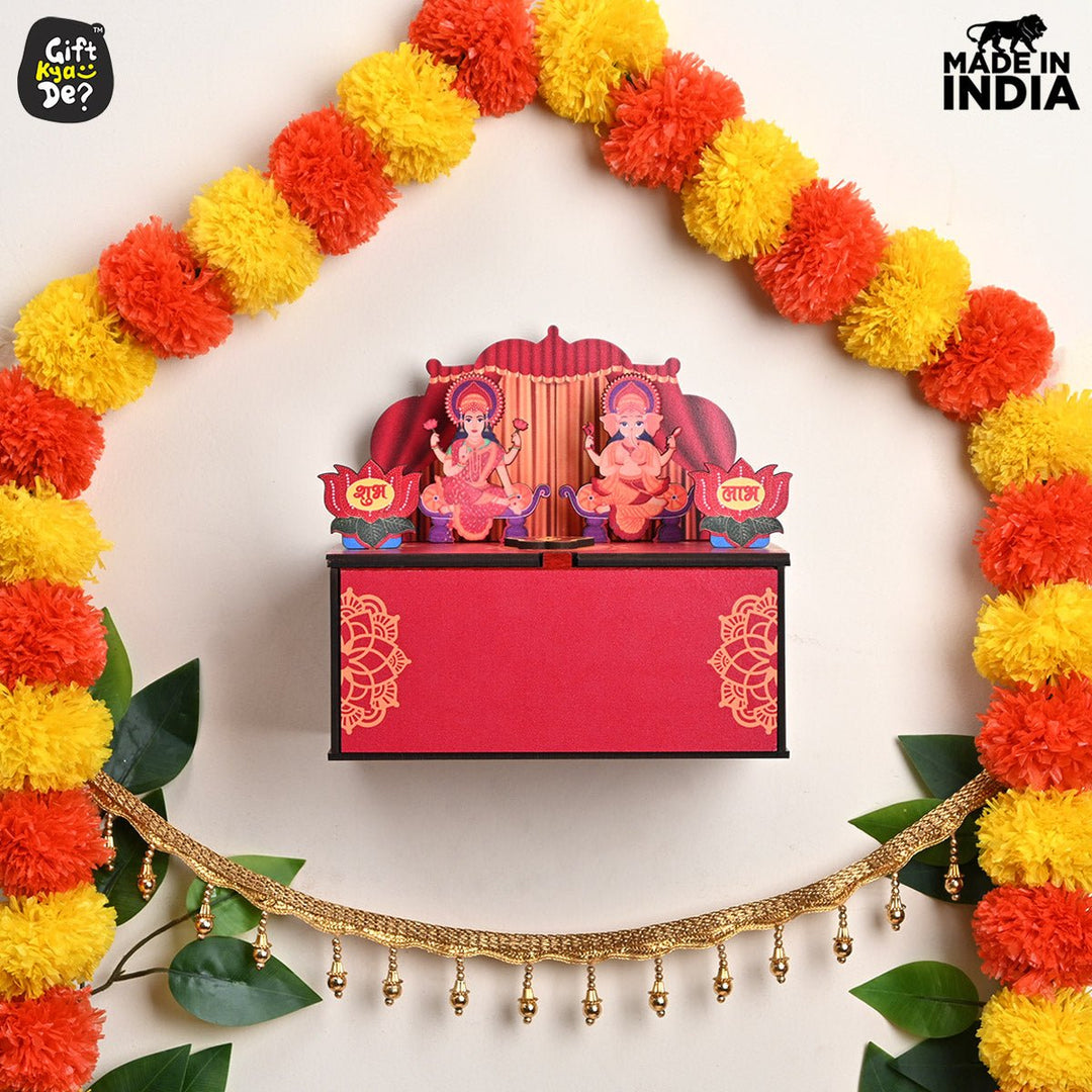 Gift Kya De Portable Wooden Mini Mandir | Festival Gifts | House Warming Gift | Diwali Gifts