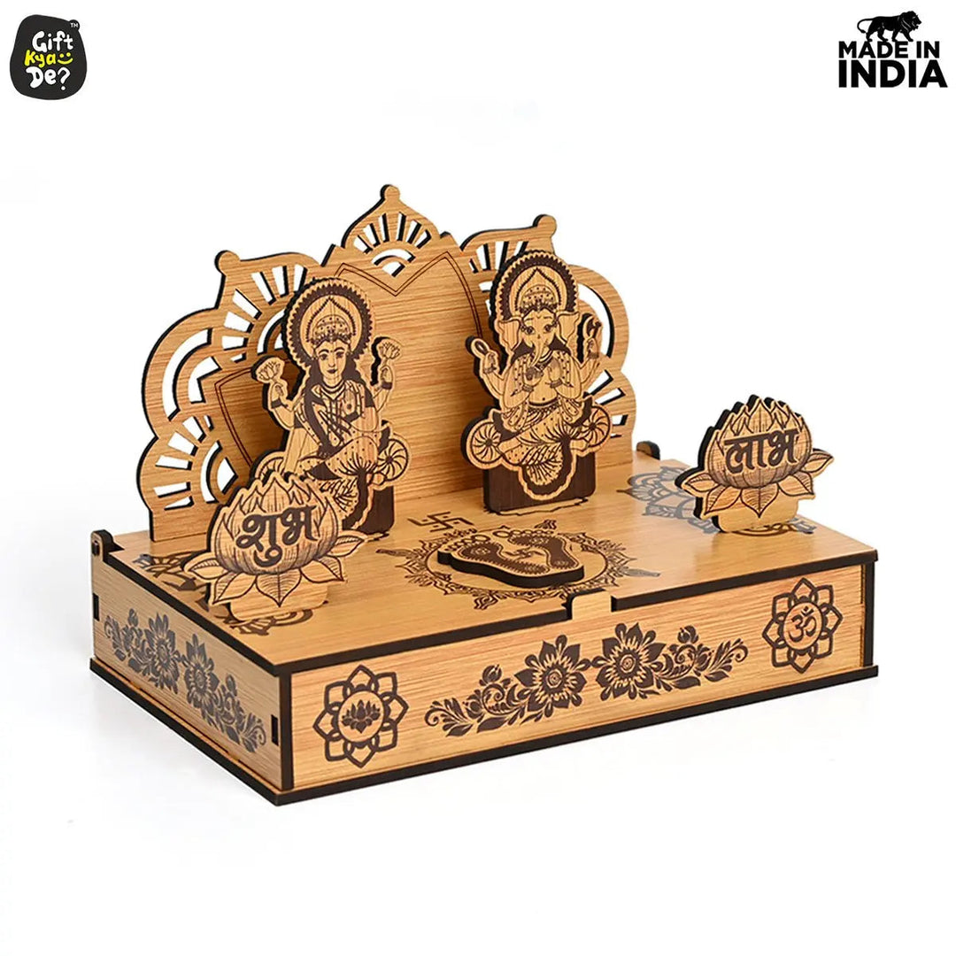 Gift Kya De Portable Wooden Mini Mandir | Festival Gifts | House Warming Gift | Diwali Gifts