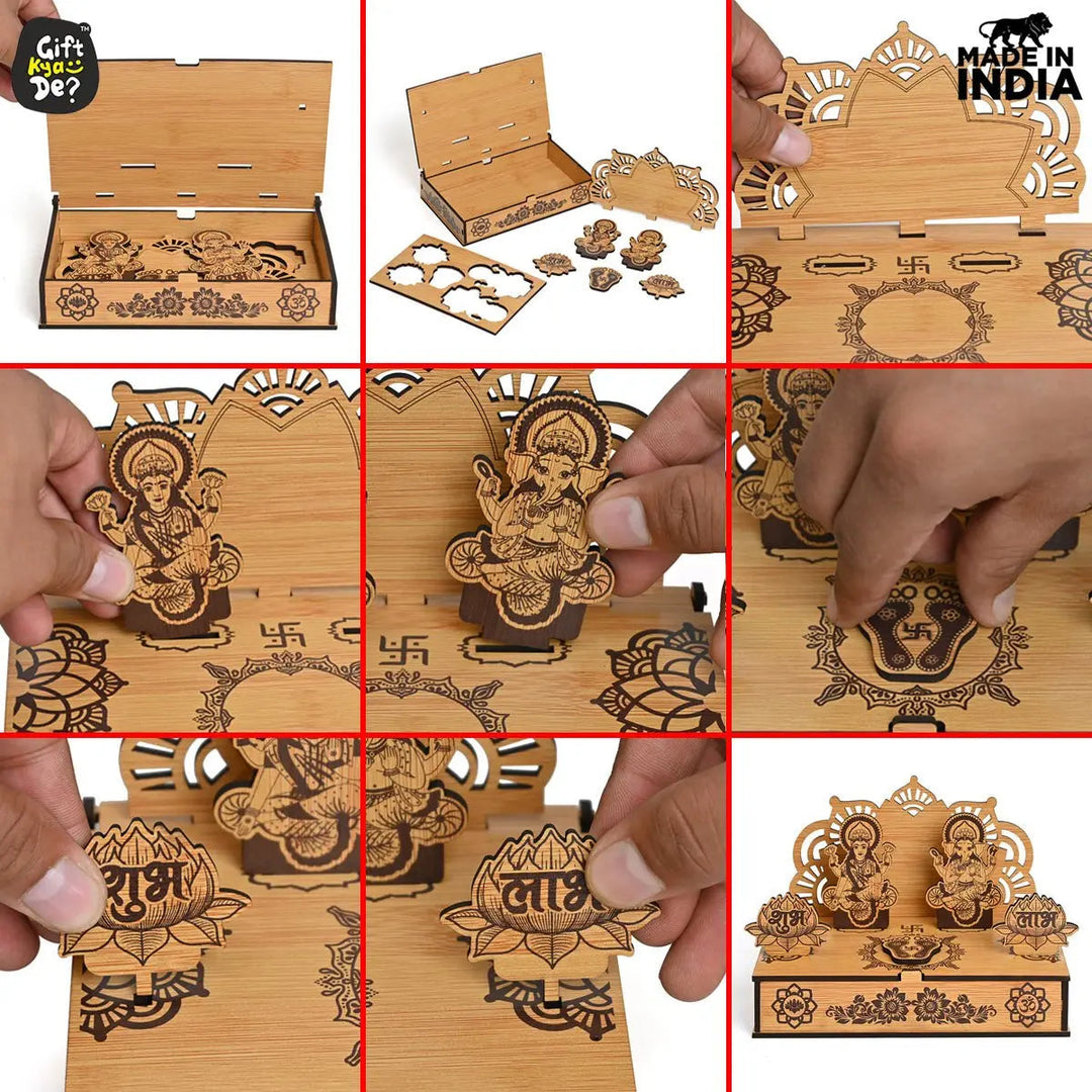 Gift Kya De Portable Wooden Mini Mandir | Festival Gifts | House Warming Gift | Diwali Gifts