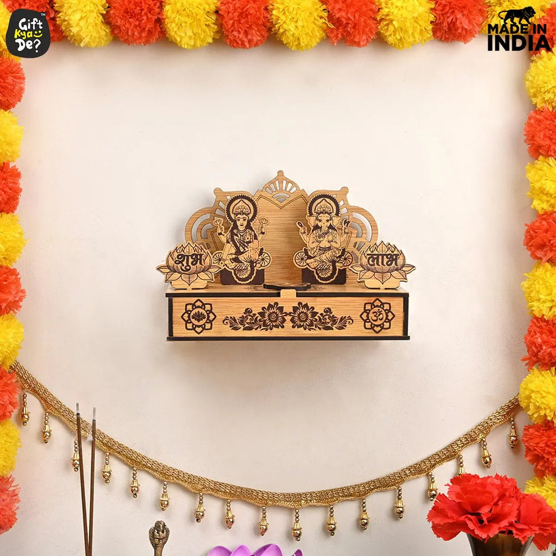 Gift Kya De Portable Wooden Mini Mandir | Festival Gifts | House Warming Gift | Diwali Gifts