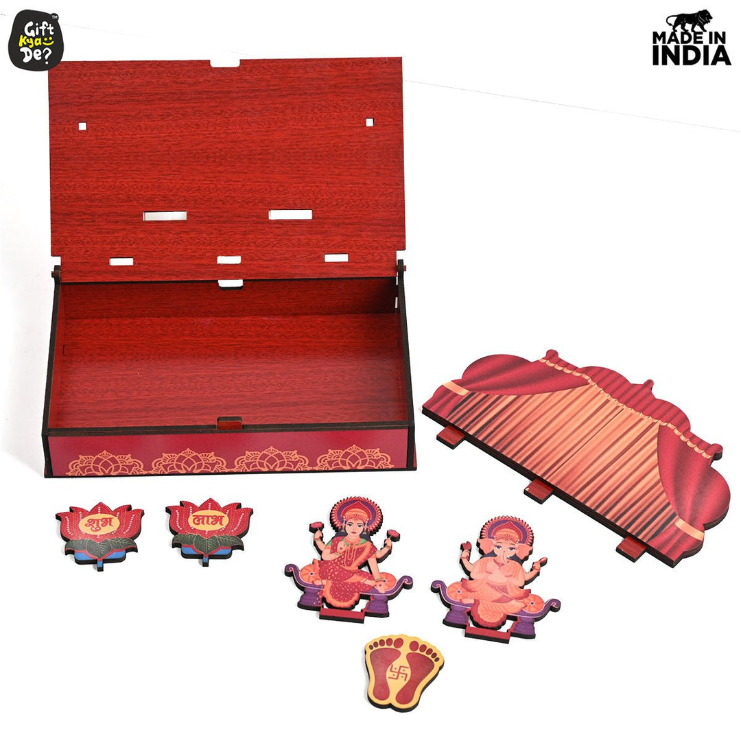 Gift Kya De Portable Wooden Mini Mandir | Festival Gifts | House Warming Gift | Diwali Gifts