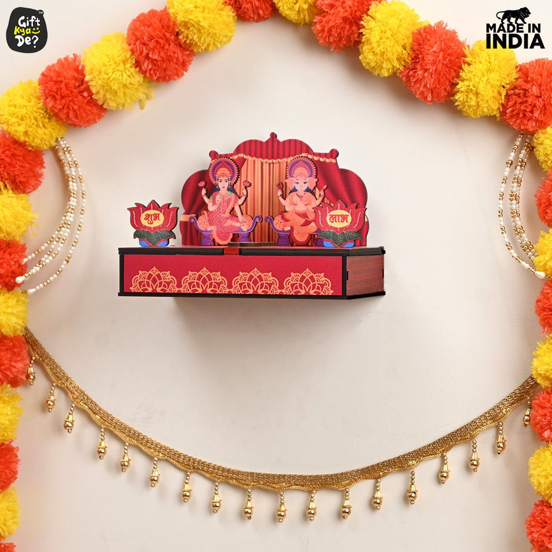 Gift Kya De Portable Wooden Mini Mandir | Festival Gifts | House Warming Gift | Diwali Gifts