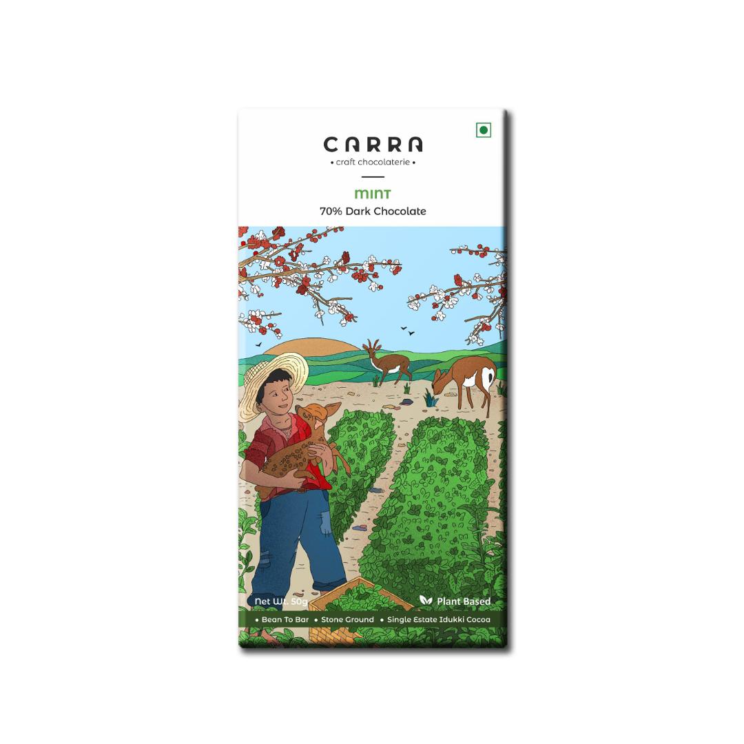 CARRA Dark Chocolate Bars - Orange and Mint (Pack of 2)