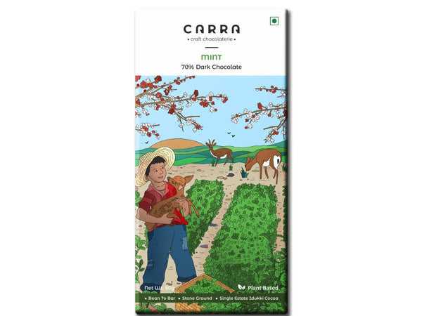 CARRA Dark Chocolate Bars - Orange and Mint (Pack of 2)