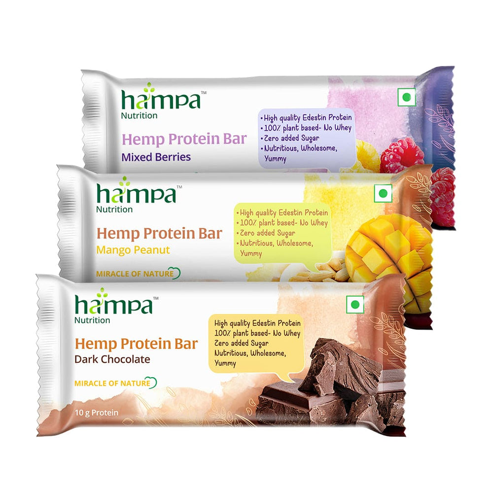 Hampa Wellness Protein Bar 50g - Mixed Flavours - Pack of 3