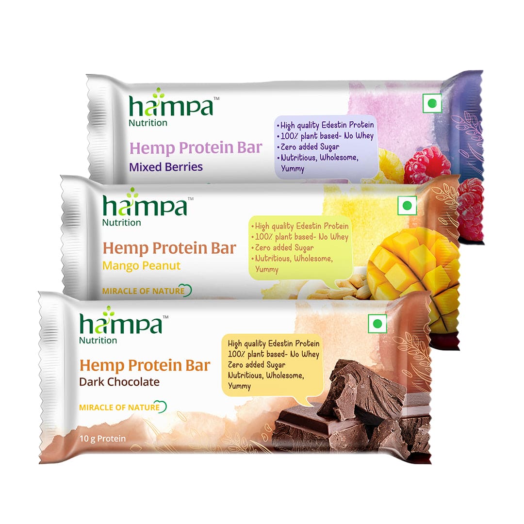 Hampa Wellness Protein Bar 50g - Mixed Flavours - Pack of 3