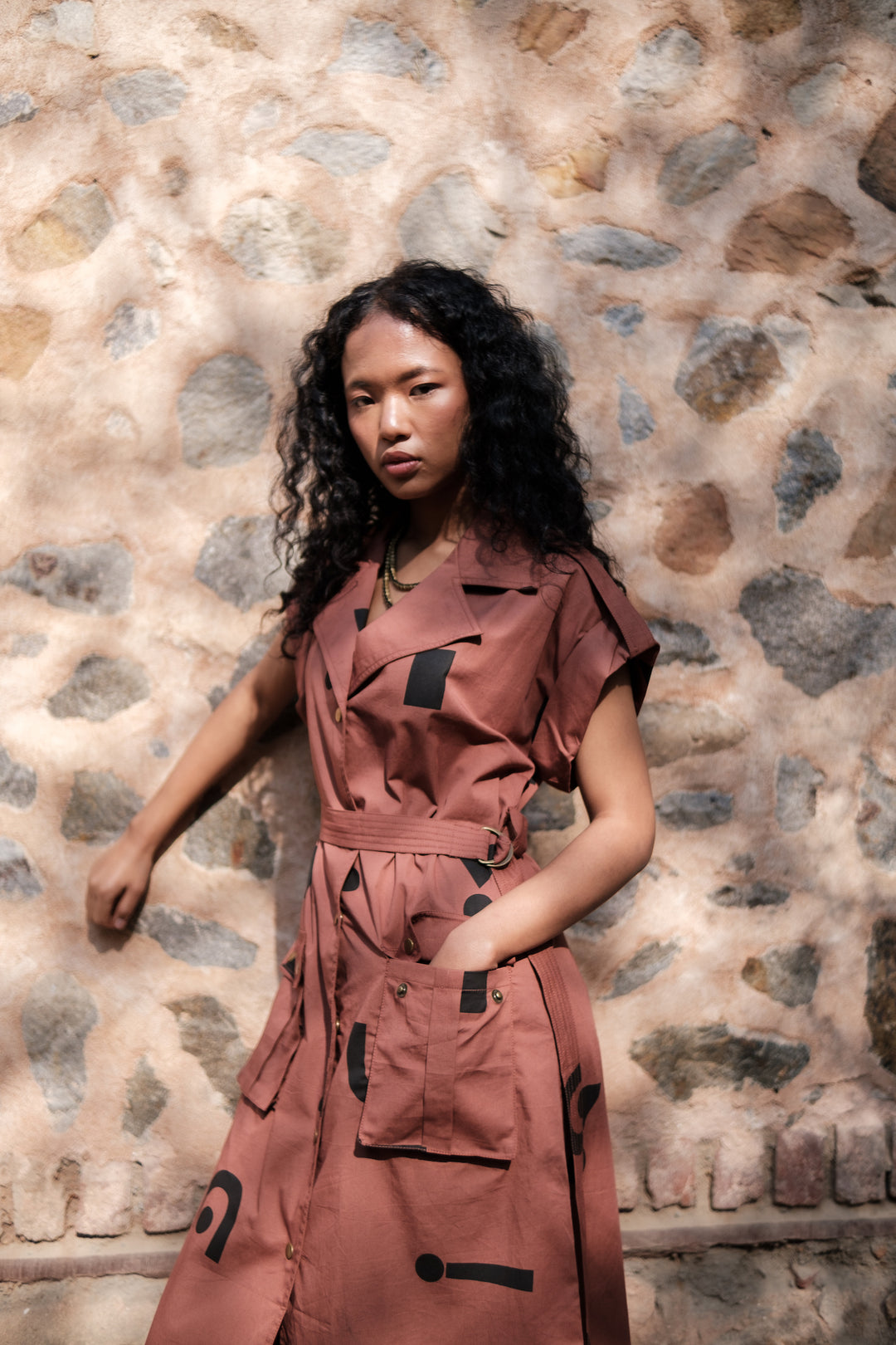 The Terra Tribe Copper Triangle Printed Harajuku Trench