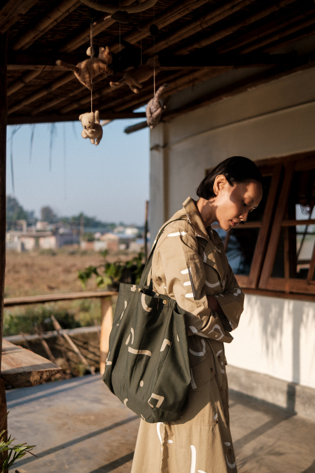 The Terra Tribe Khaki Line Printed Copenhagen Trench