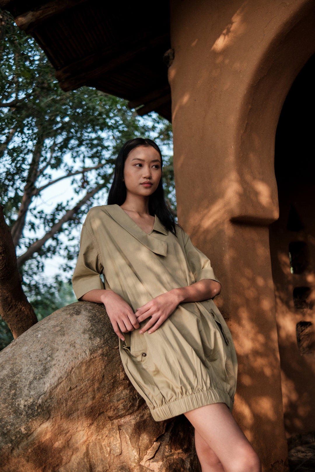 The Terra Tribe Khaki Sydney Shift Dress